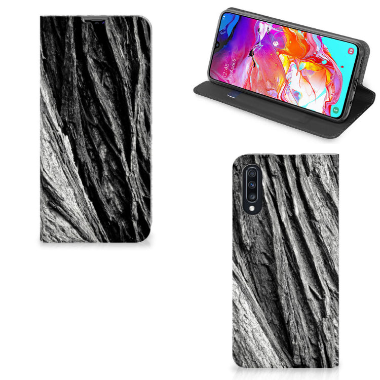 Book Wallet Case Samsung Galaxy A70 Boomschors Grijs
