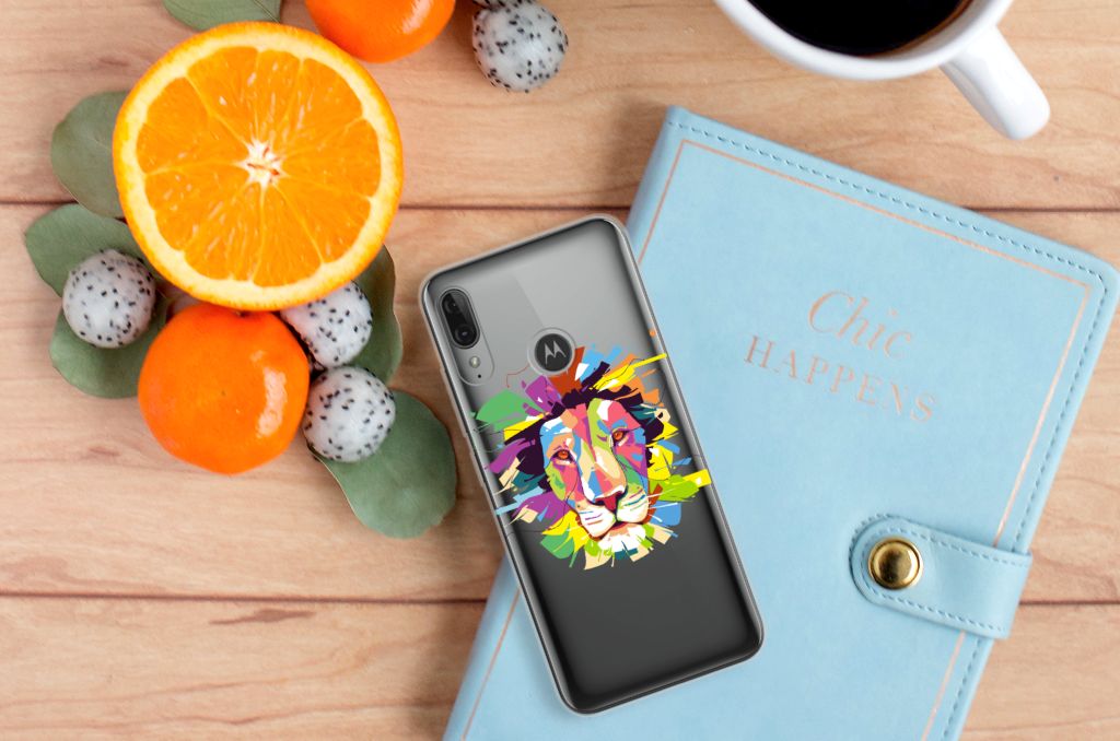 Motorola Moto E6 Plus Telefoonhoesje met Naam Lion Color