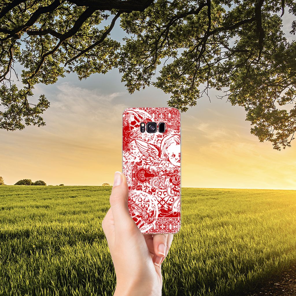 Silicone Back Case Samsung Galaxy S8 Plus Angel Skull Rood