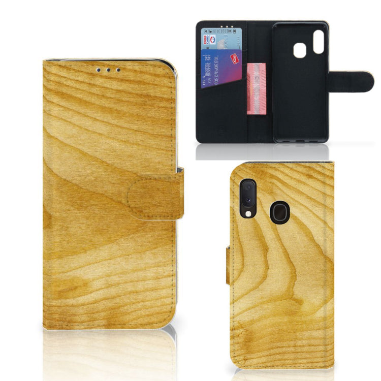 Samsung Galaxy A20e Book Style Case Licht Hout