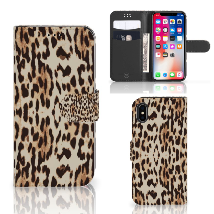 Apple iPhone X | Xs Telefoonhoesje met Pasjes Leopard