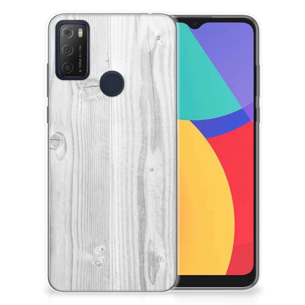 Alcatel 1S (2021) Bumper Hoesje White Wood B2C Telecom