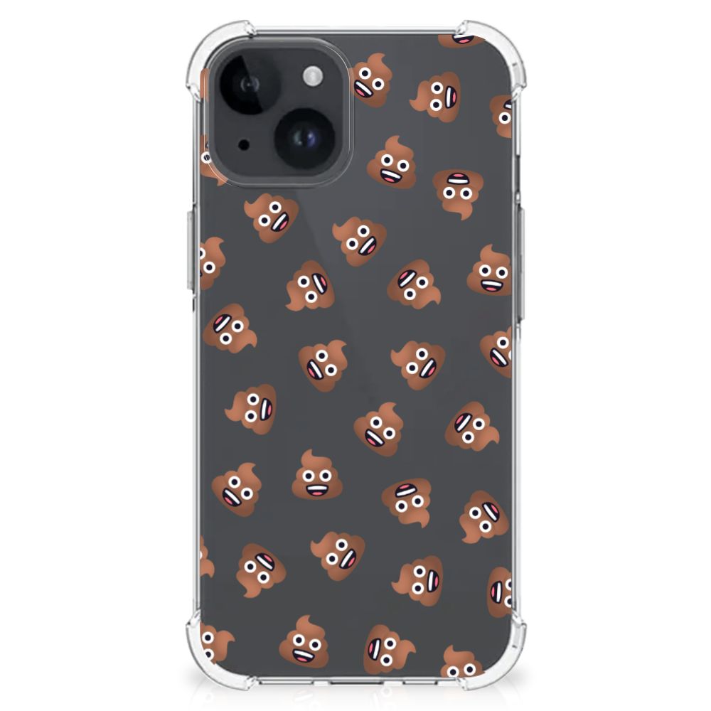 Doorzichtige Silicone Hoesje voor iPhone 15 Poep Emojis B2C Telecom
