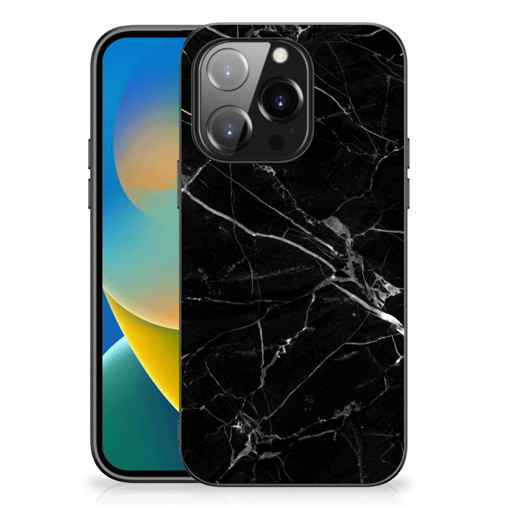 iPhone 14 Pro Marmeren Print Telefoonhoesje Marmer Zwart - Origineel Cadeau Vader B2C Telecom