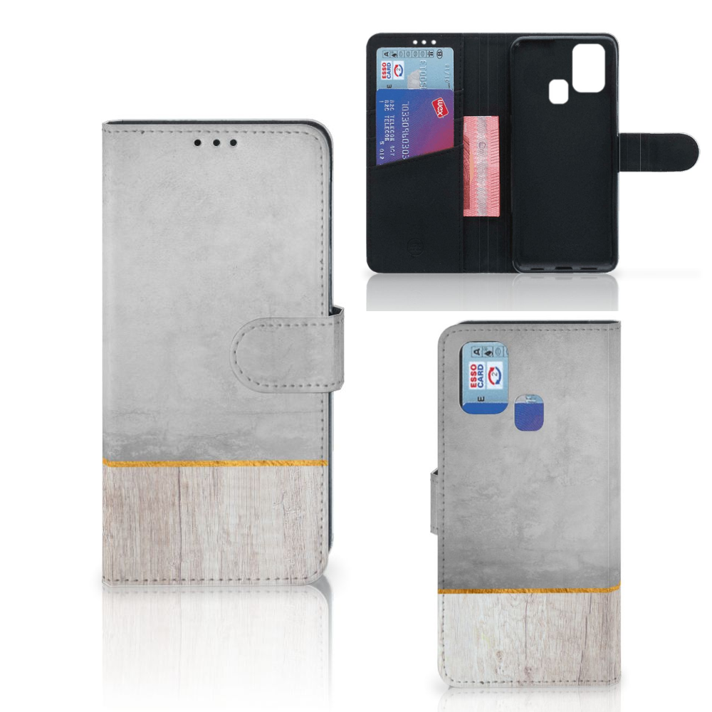 Samsung Galaxy M31 Book Style Case Wood Concrete