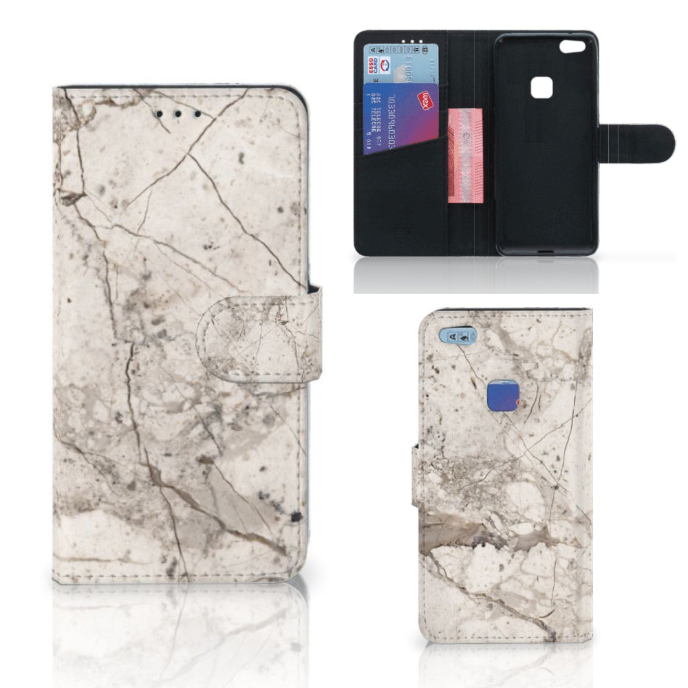 Huawei P10 Lite Bookcase Marmer Beige