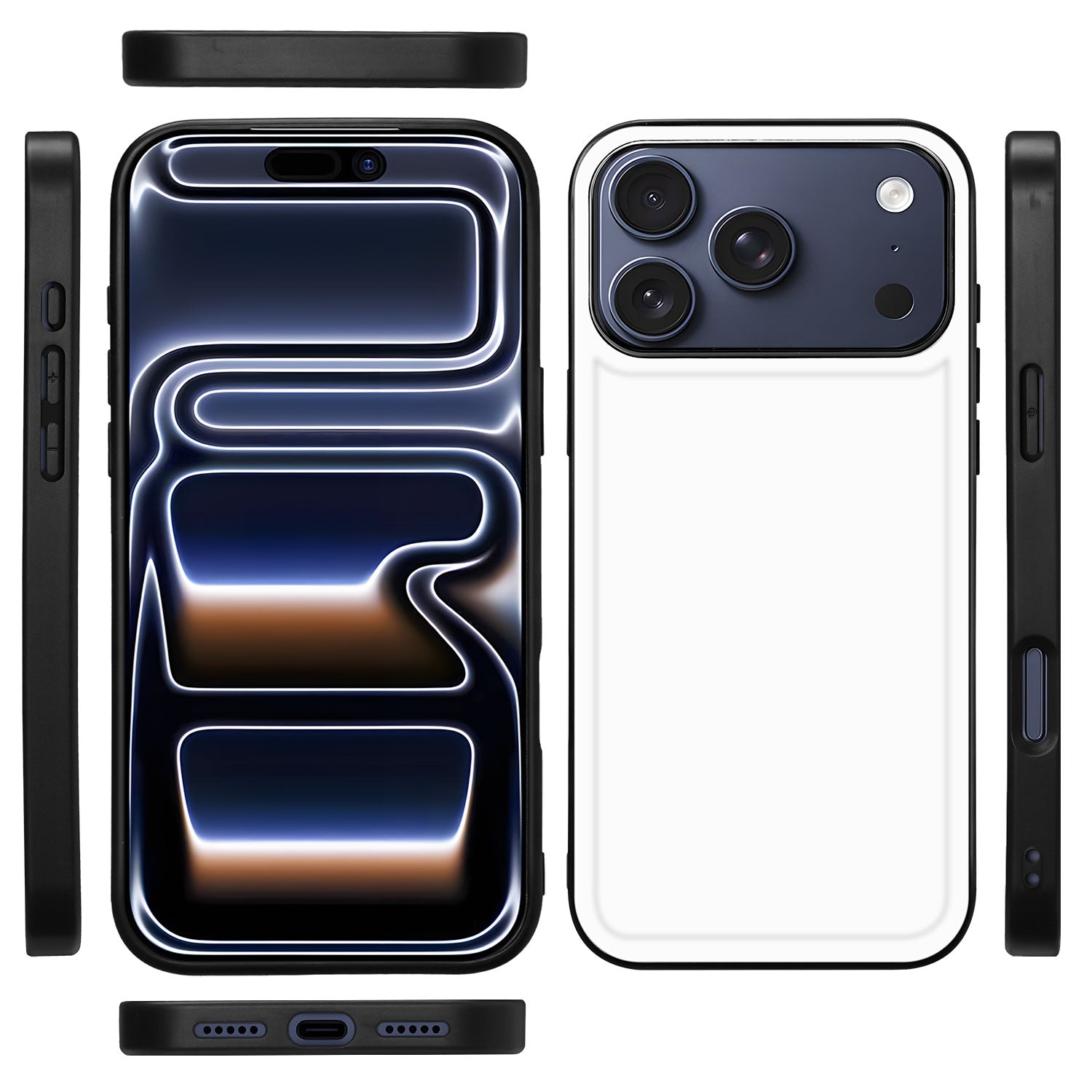 Apple iPhone 17 Pro Max Back Cover Wit Zwart volledige set voor en achter met zijkanten