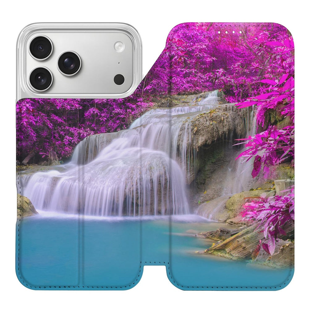 Apple iPhone 18 Pro Bookcase Waterval waterfal lavendel kunstleer TPU