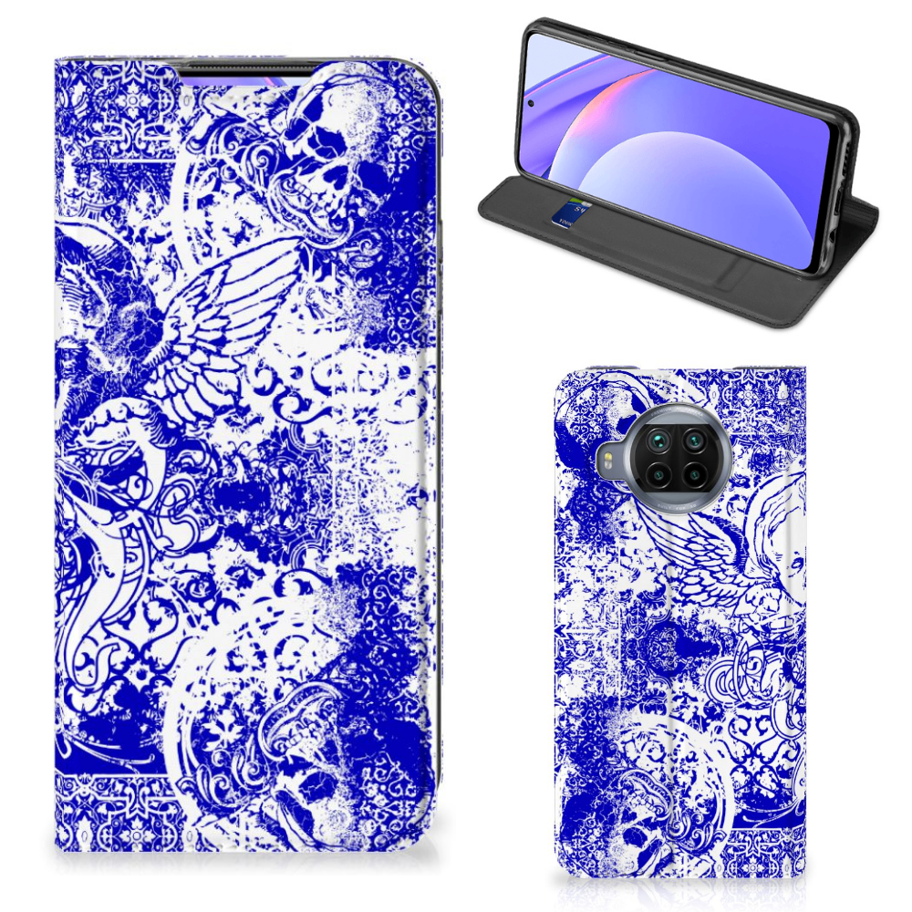 Mobiel BookCase Xiaomi Mi 10T Lite Angel Skull Blauw - B2C Telecom