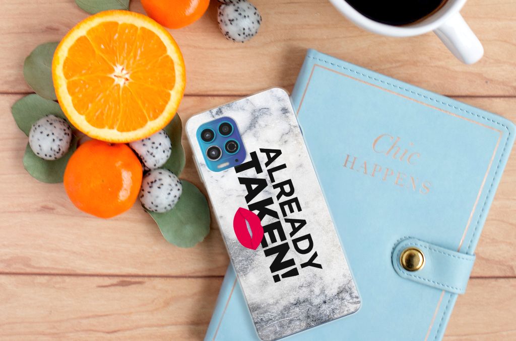 Motorola Moto G100 Siliconen hoesje met naam Already Taken White B2C Telecom