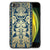 iPhone SE 2022 | SE 2020 | 7/8 Bloemen Hoesje Beige Flowers met elegant bloemdesign in goud op een blauwe achtergrond.