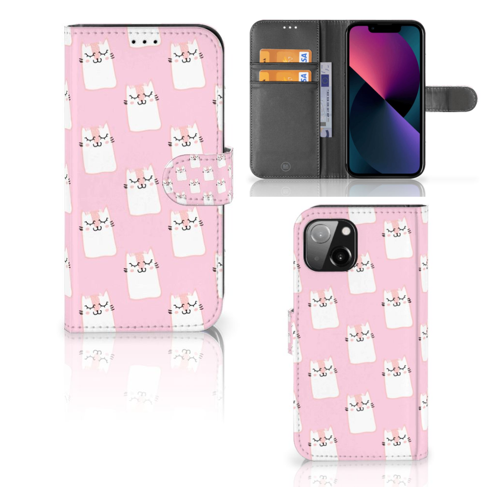 Apple iPhone 13 Telefoonhoesje met Pasjes Sleeping Cats