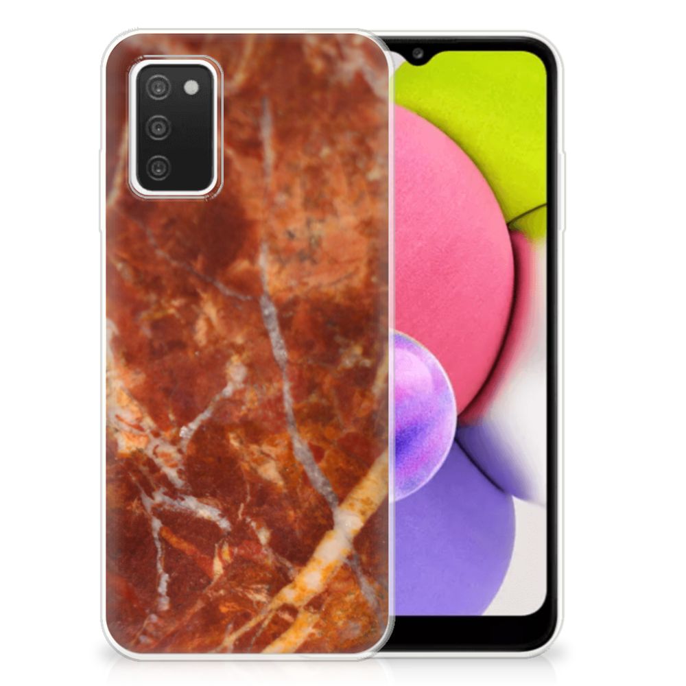 Samsung Galaxy A03S TPU Siliconen Hoesje Marmer Bruin B2C Telecom