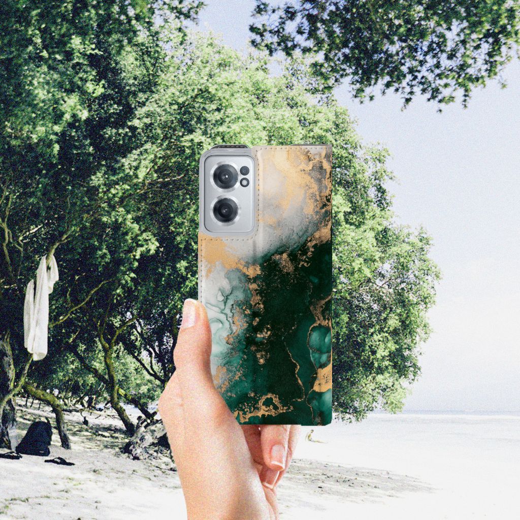 Standcase voor OnePlus Nord CE 2 5G Marmer Groen - B2C Telecom