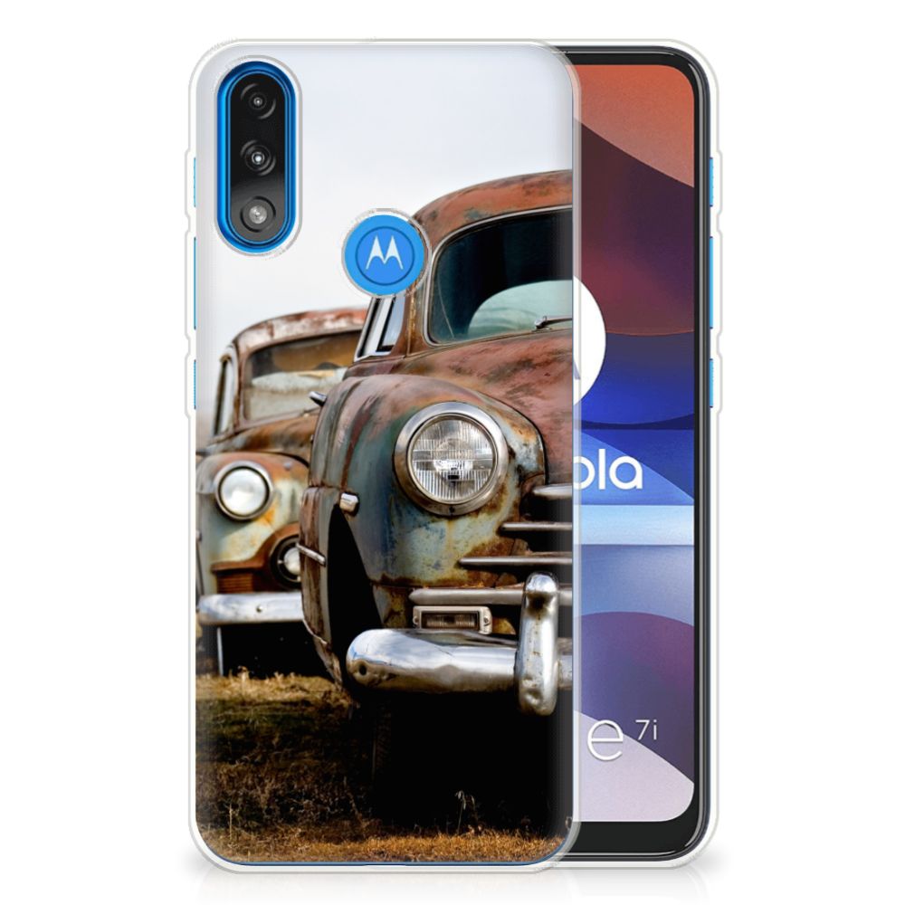 Motorola Moto E7/E7i Power Siliconen Hoesje met foto Vintage Auto B2C Telecom