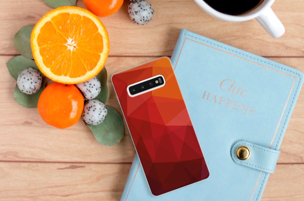 TPU Hoesje voor Samsung Galaxy S10 Plus Polygon Red B2C Telecom