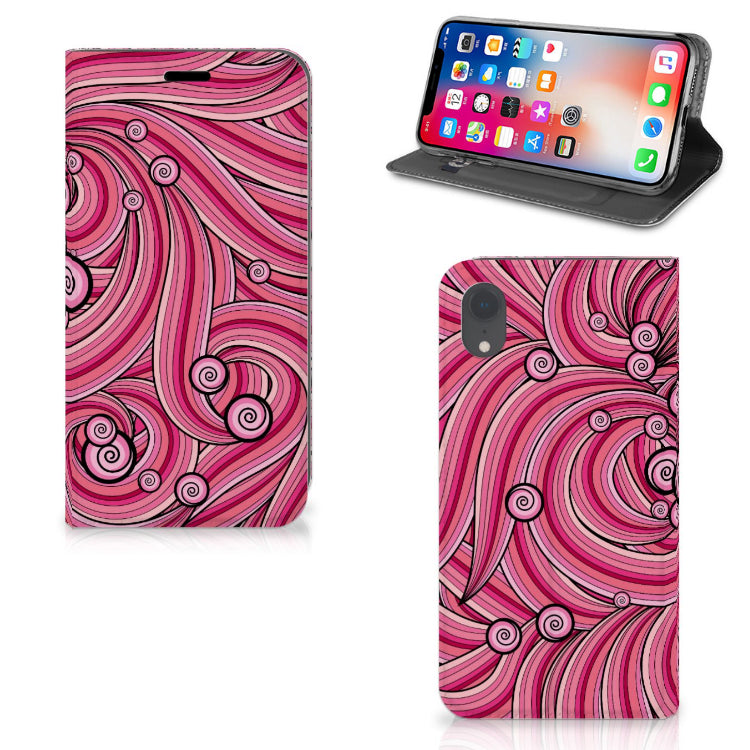 Apple iPhone Xr Bookcase Swirl Pink