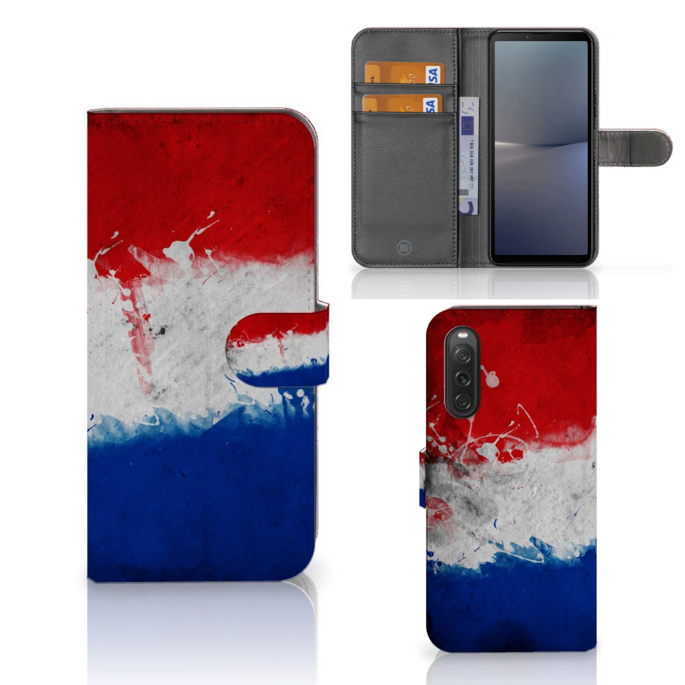 Sony Xperia 10 V Bookstyle Case Nederland met artistieke Nederlandse vlag design
