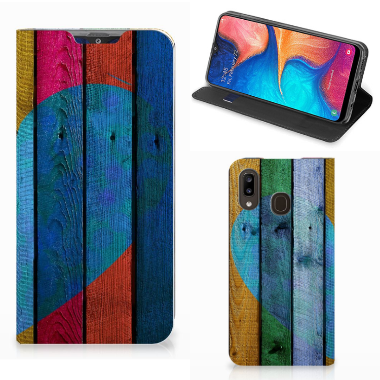 Samsung Galaxy A30 Book Wallet Case Wood Heart - Cadeau voor je Vriend