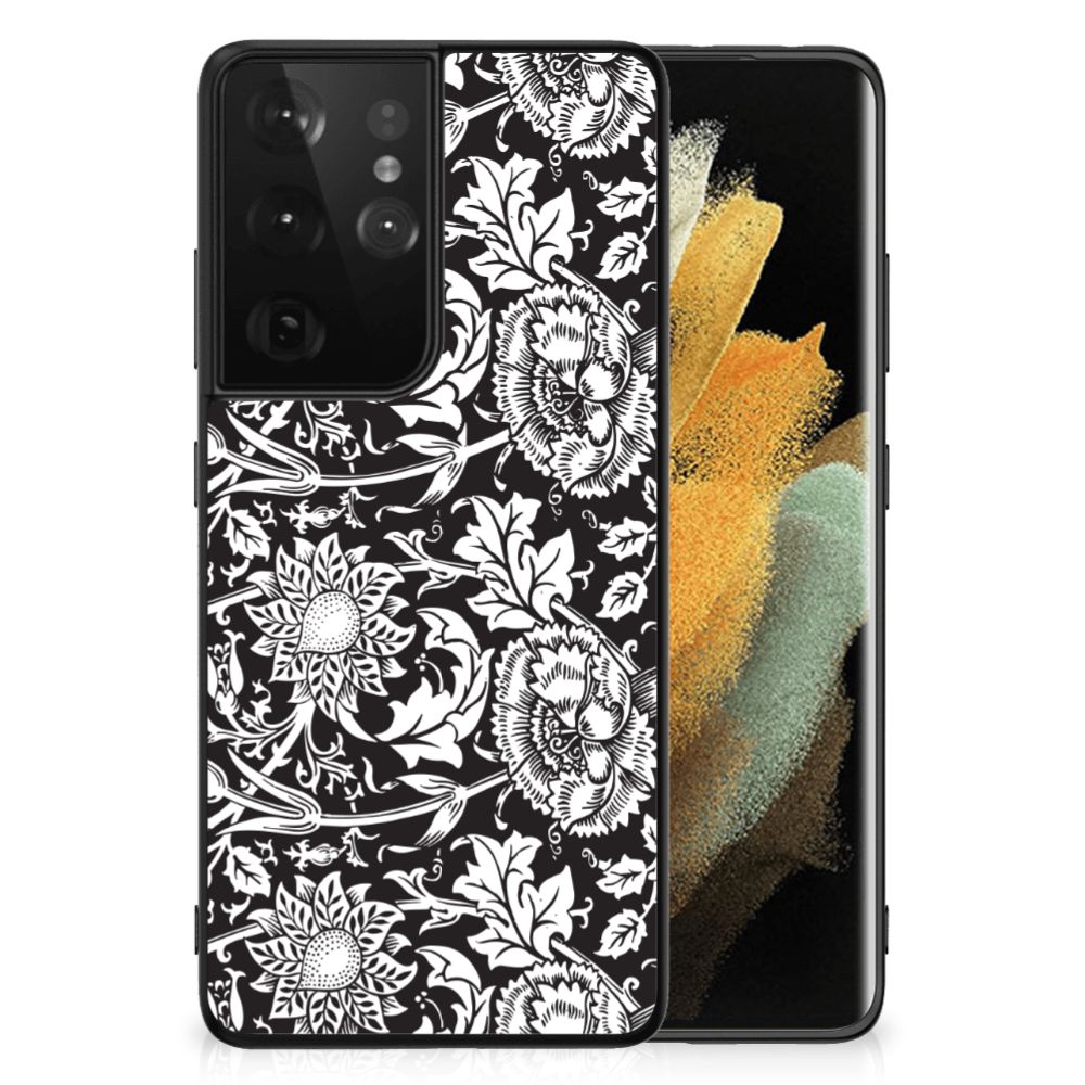 Samsung Galaxy S21 Ultra Bloemen Hoesje Black Flowers B2C Telecom