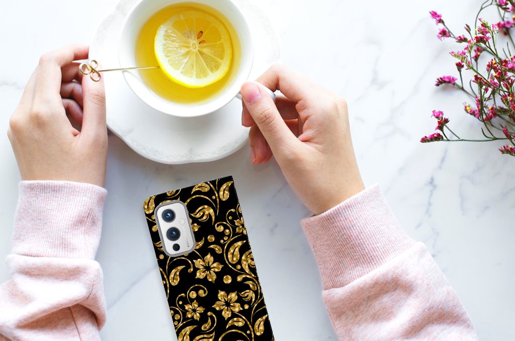OnePlus 9 Smart Cover Gouden Bloemen - B2C Telecom