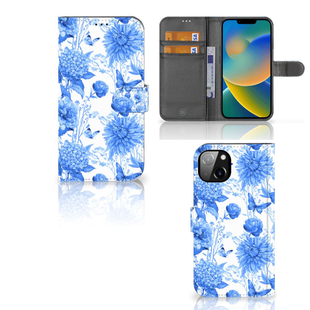 Hoesje voor iPhone 14 Plus Flowers Blue
