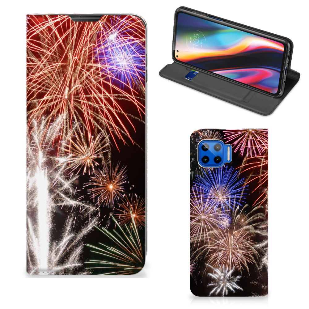 Motorola Moto G 5G Plus Hippe Standcase Vuurwerk - B2C Telecom