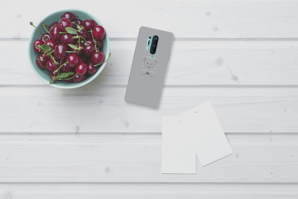 OnePlus 8 Pro Telefoonhoesje met Naam Grijs Baby Olifant B2C Telecom