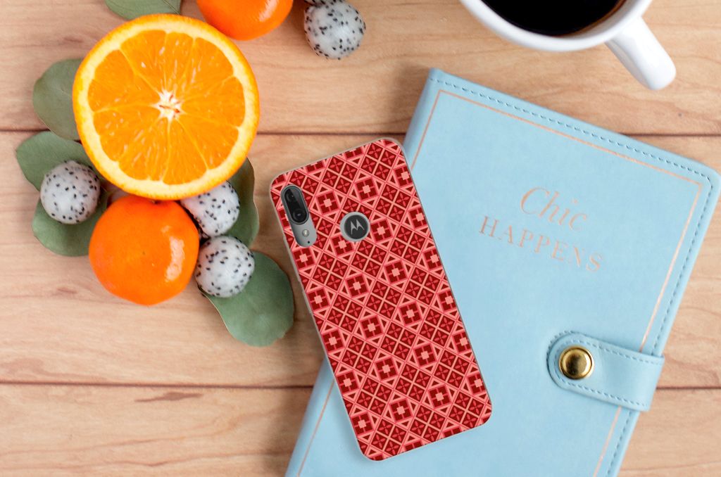 Motorola Moto E6 Plus TPU bumper Batik Rood