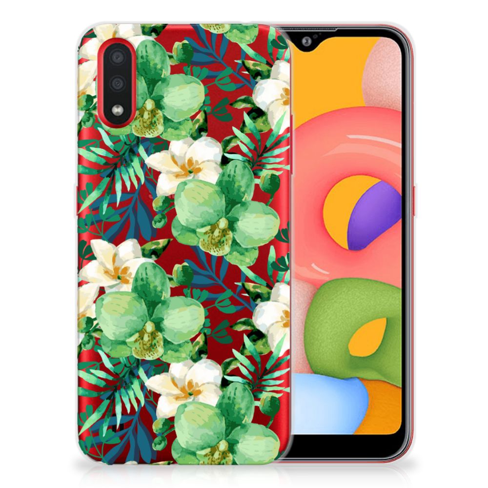 Samsung Galaxy A01 TPU Case Orchidee Groen