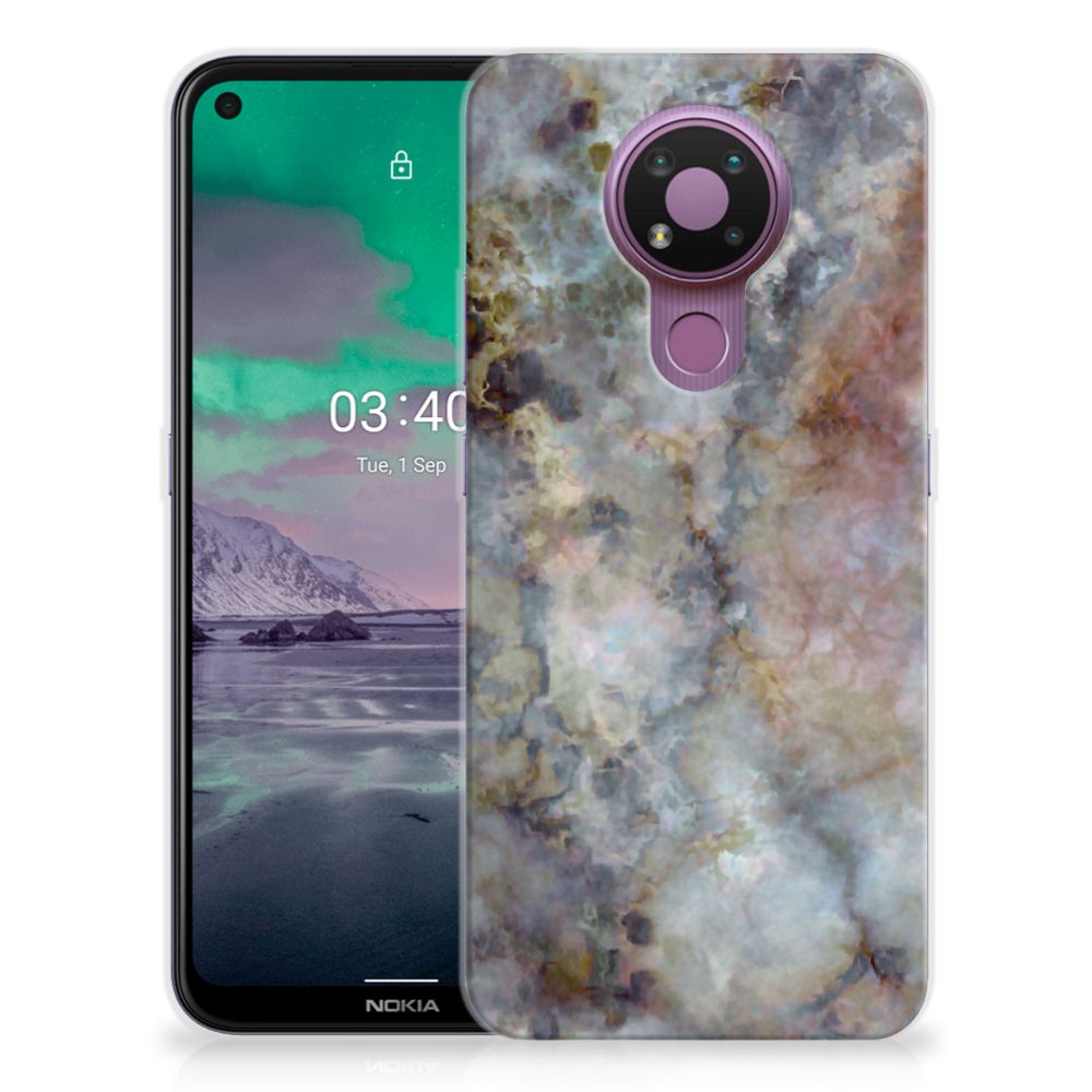 Nokia 3.4 TPU Siliconen Hoesje Marmer Grijs B2C Telecom