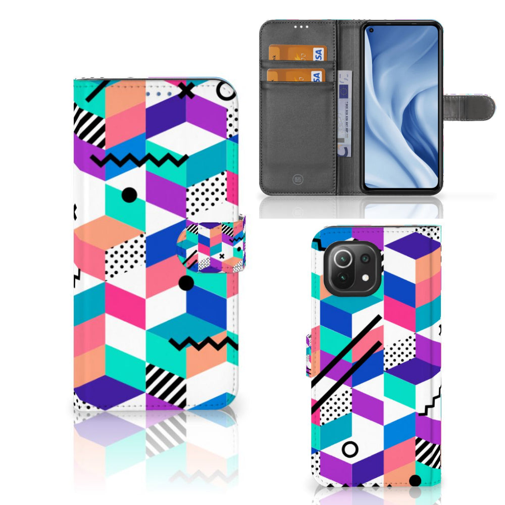 Xiaomi 11 Lite 5G NE | Mi 11 Lite Book Case Blokken Kleurrijk