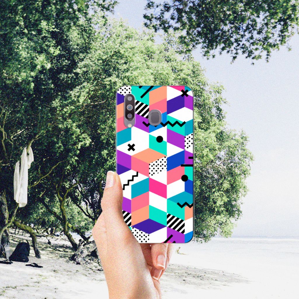 Samsung Galaxy M30 TPU Hoesje Blokken Kleurrijk