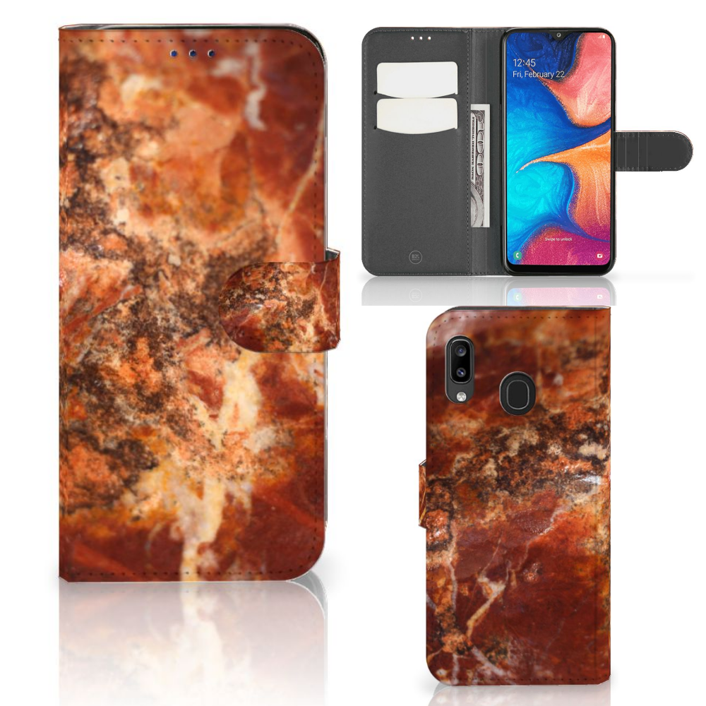 Samsung Galaxy A30 Bookcase Marmer Bruin