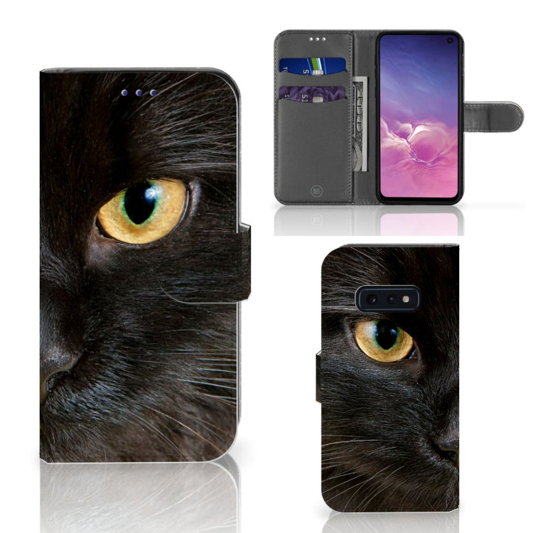 Samsung Galaxy S10e Telefoonhoesje met Pasjes Zwarte Kat