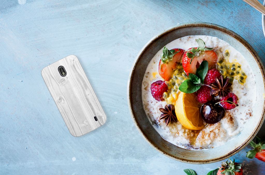 Nokia 1 Bumper Hoesje White Wood