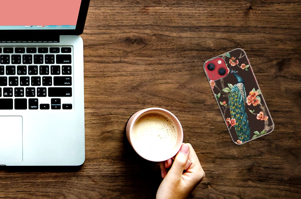 Apple iPhone 13 TPU Hoesje Pauw met Bloemen B2C Telecom