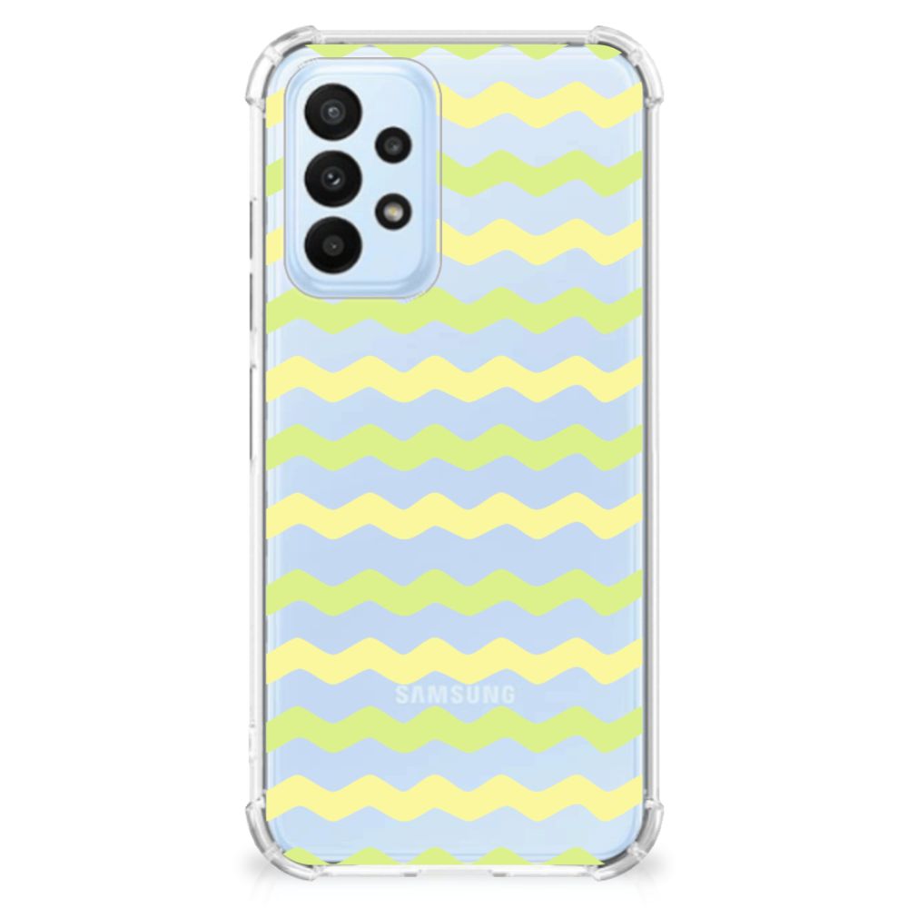 Samsung Galaxy A23 Doorzichtige Silicone Hoesje Waves Yellow - B2C Telecom