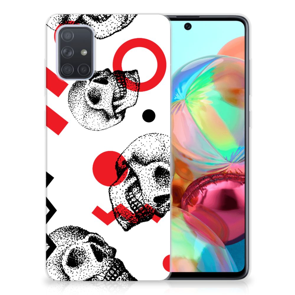 Silicone Back Case Samsung Galaxy A71 Skull Red