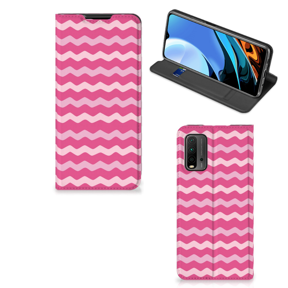Xiaomi Poco M3 | Redmi 9T Hoesje met Magneet Waves Pink - B2C Telecom