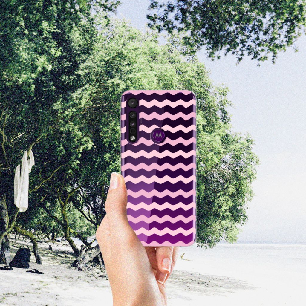 Motorola One Macro TPU bumper Waves Roze B2C Telecom