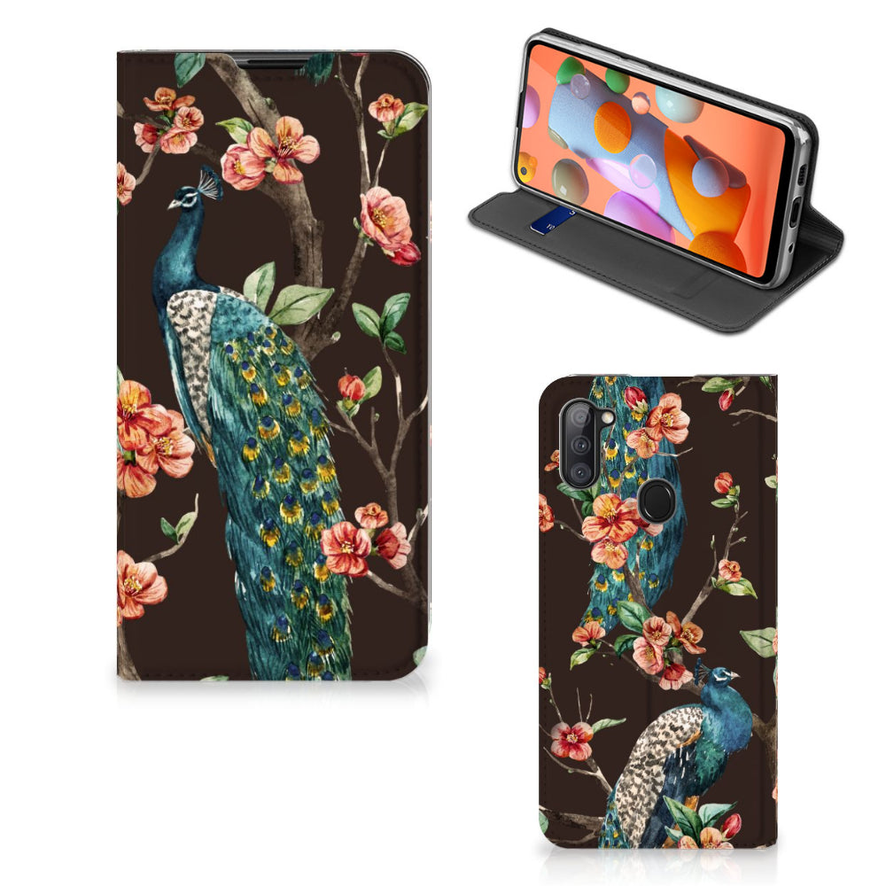 Samsung Galaxy M11 | A11 Hoesje maken Pauw met Bloemen