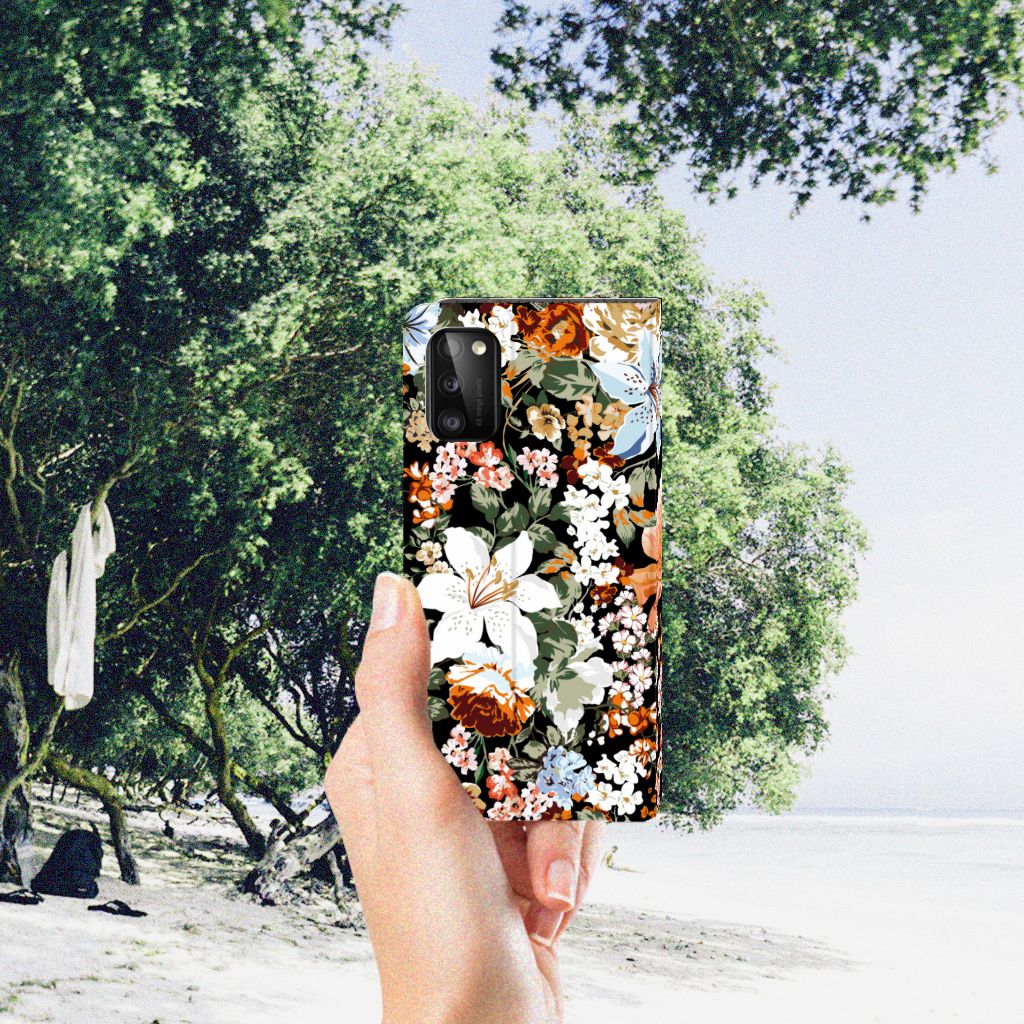 Smart Cover voor Samsung Galaxy A41 Dark Flowers - B2C Telecom