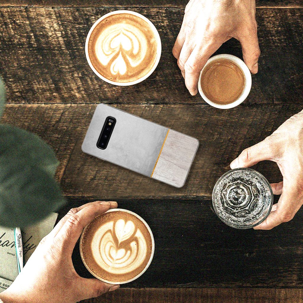Samsung Galaxy S10 Bumper Hoesje Wood Concrete