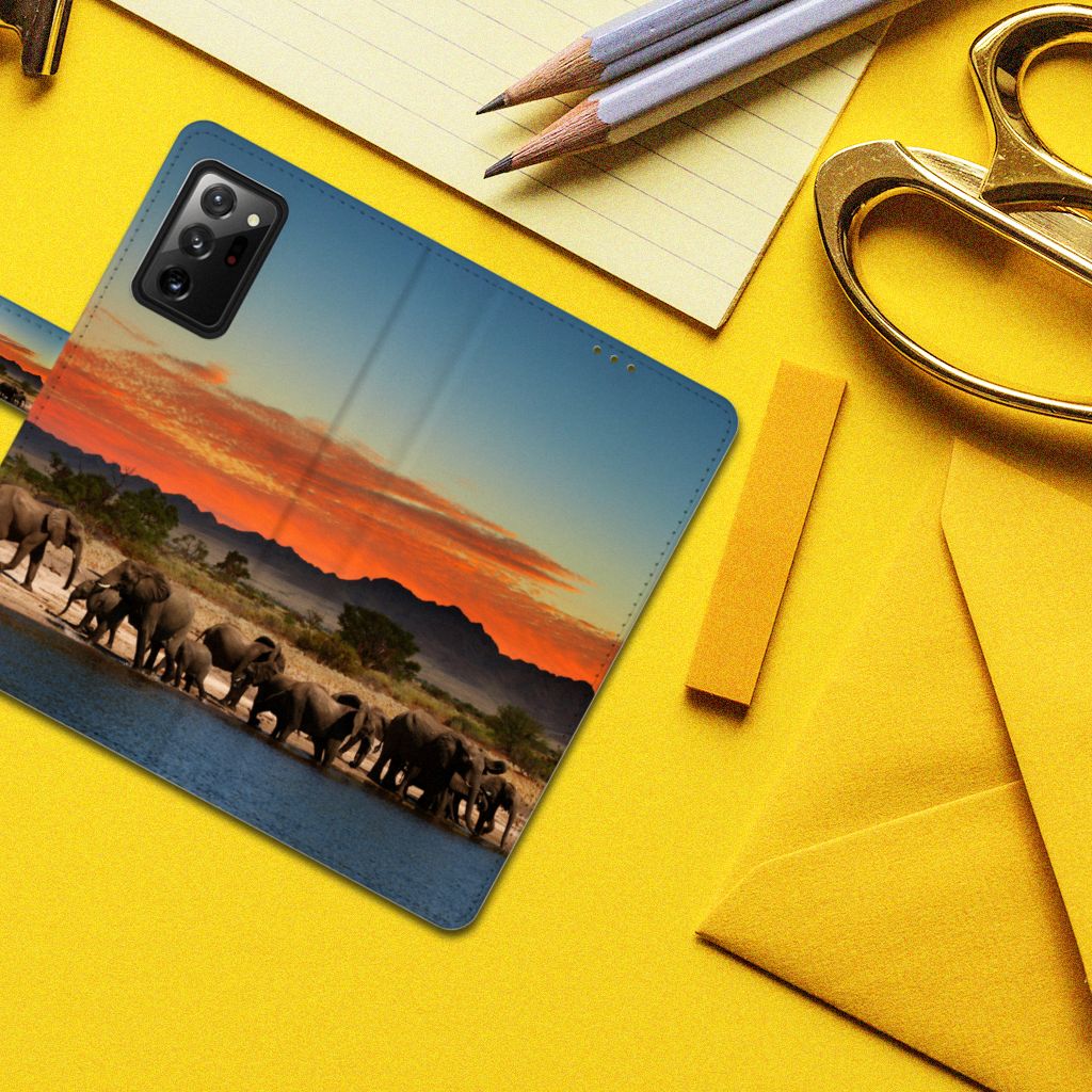 Samsung Galaxy Note20 Ultra Telefoonhoesje met Pasjes Olifanten