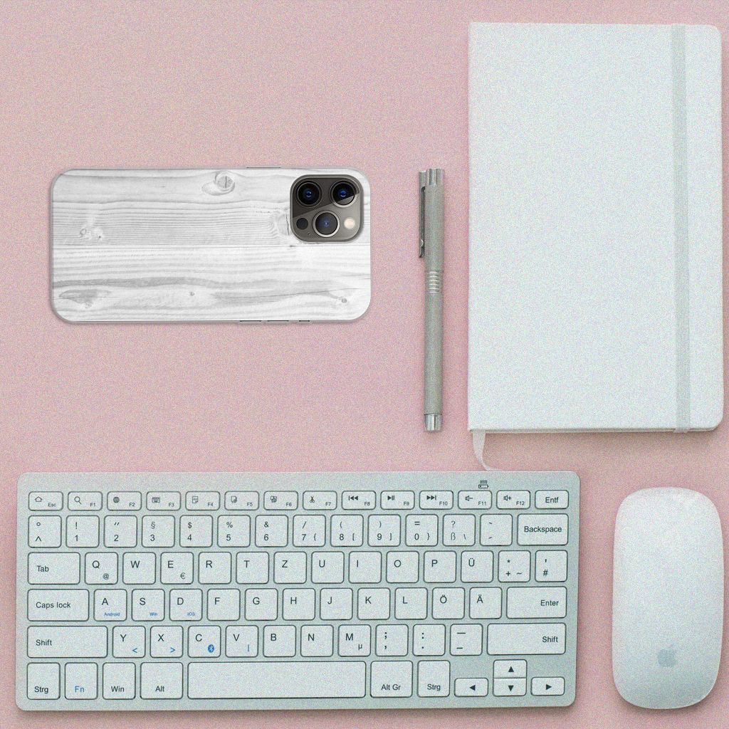 iPhone 12 Pro Max Bumper Hoesje White Wood B2C Telecom