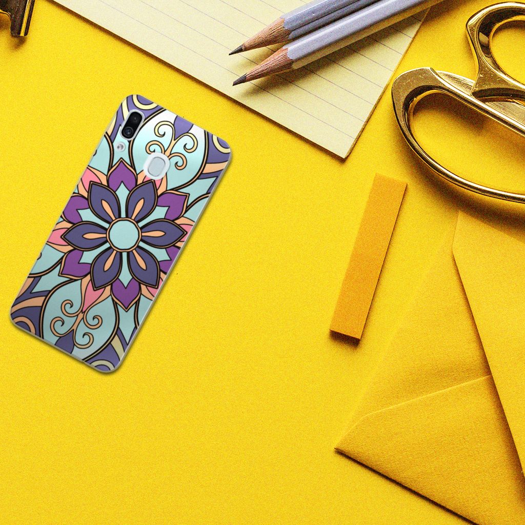 Samsung Galaxy A30 TPU Case Purple Flower