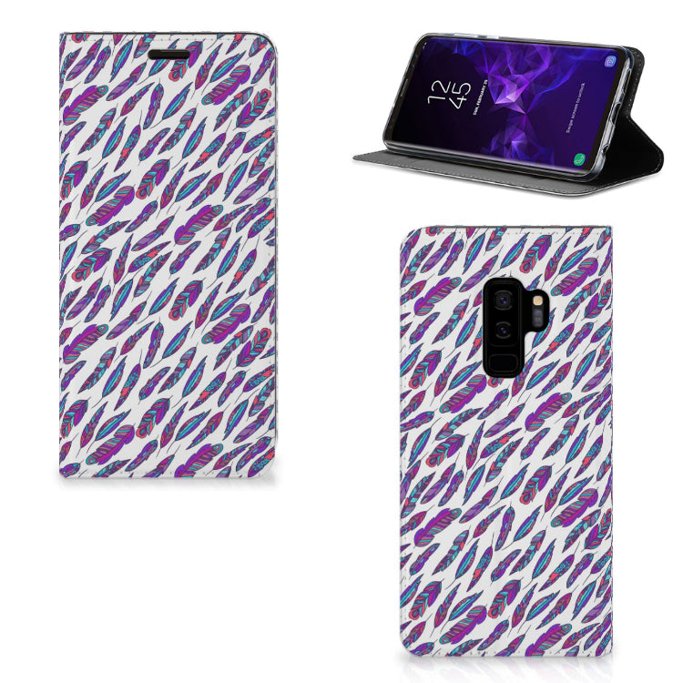 Samsung Galaxy S9 Plus Hoesje met Magneet Feathers Color