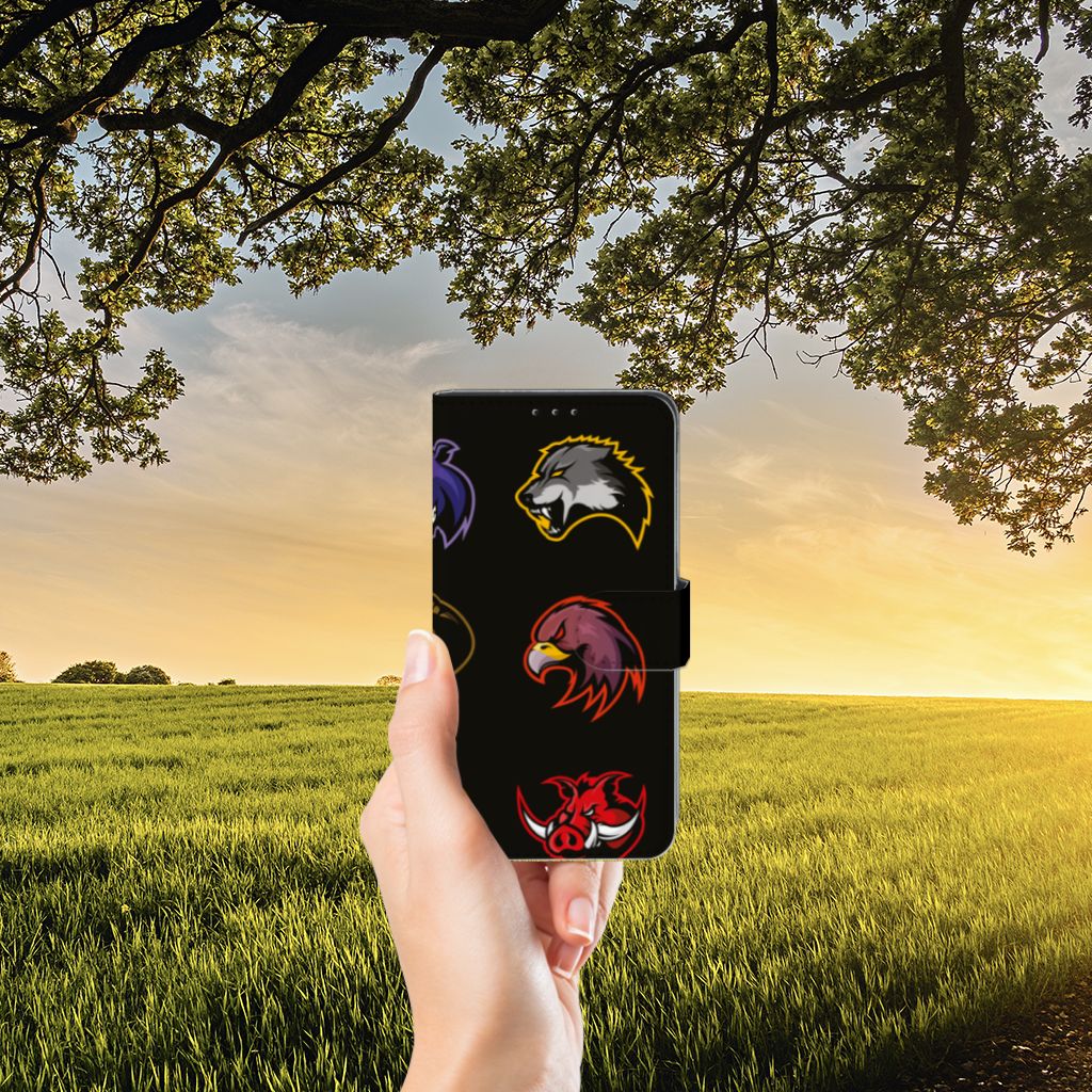 Xiaomi Mi Mix 2s Leuk Hoesje Cartoon met dierenprints in hand tegen een natuurlijke achtergrond