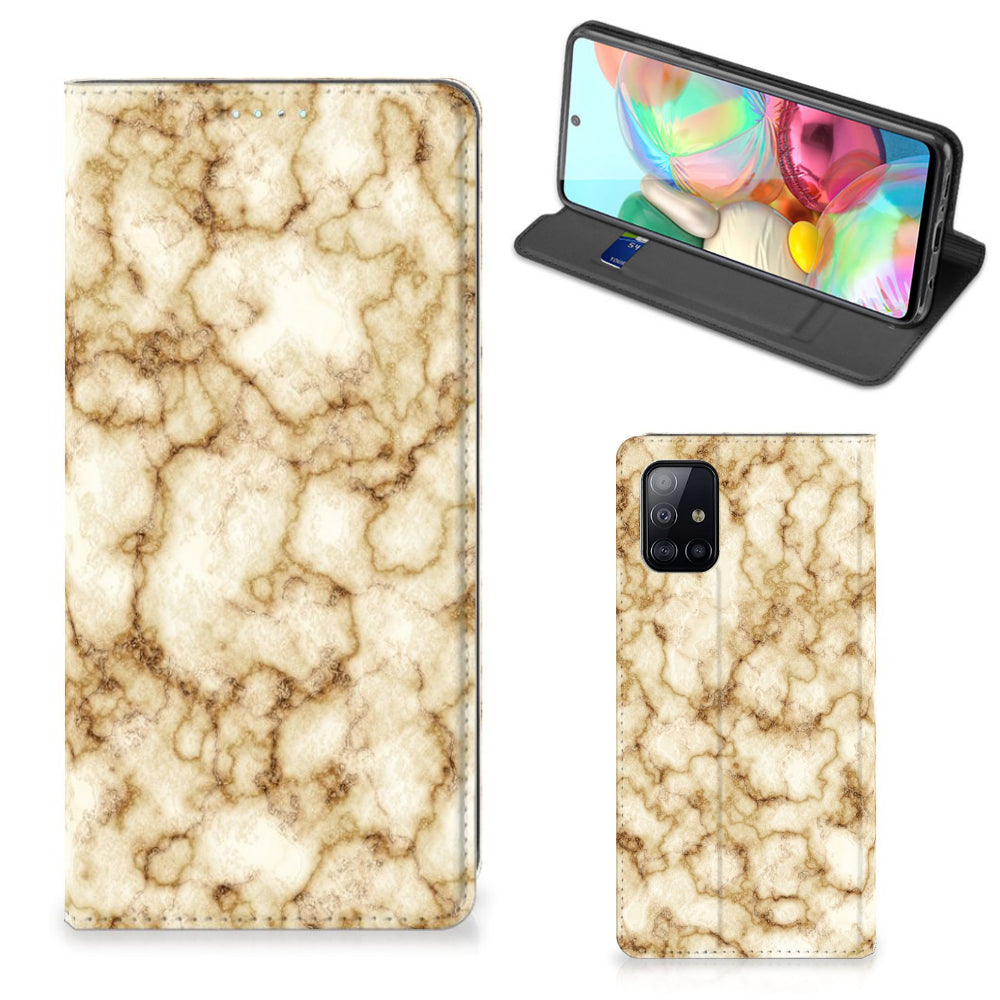 Samsung Galaxy A71 Standcase Marmer Goud
